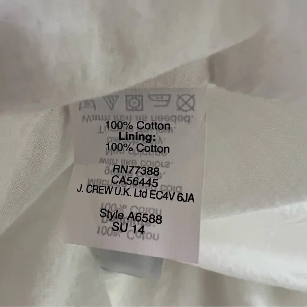 J. Crew White Eyelet Spaghetti Strap Classic Dress Size 6 NWT